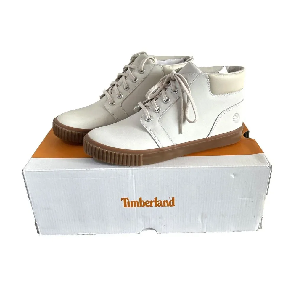 Timberland Women's Skyla Bay Chukka White Nubuck Boots Leather A2R69 Sz 7.5 NEW